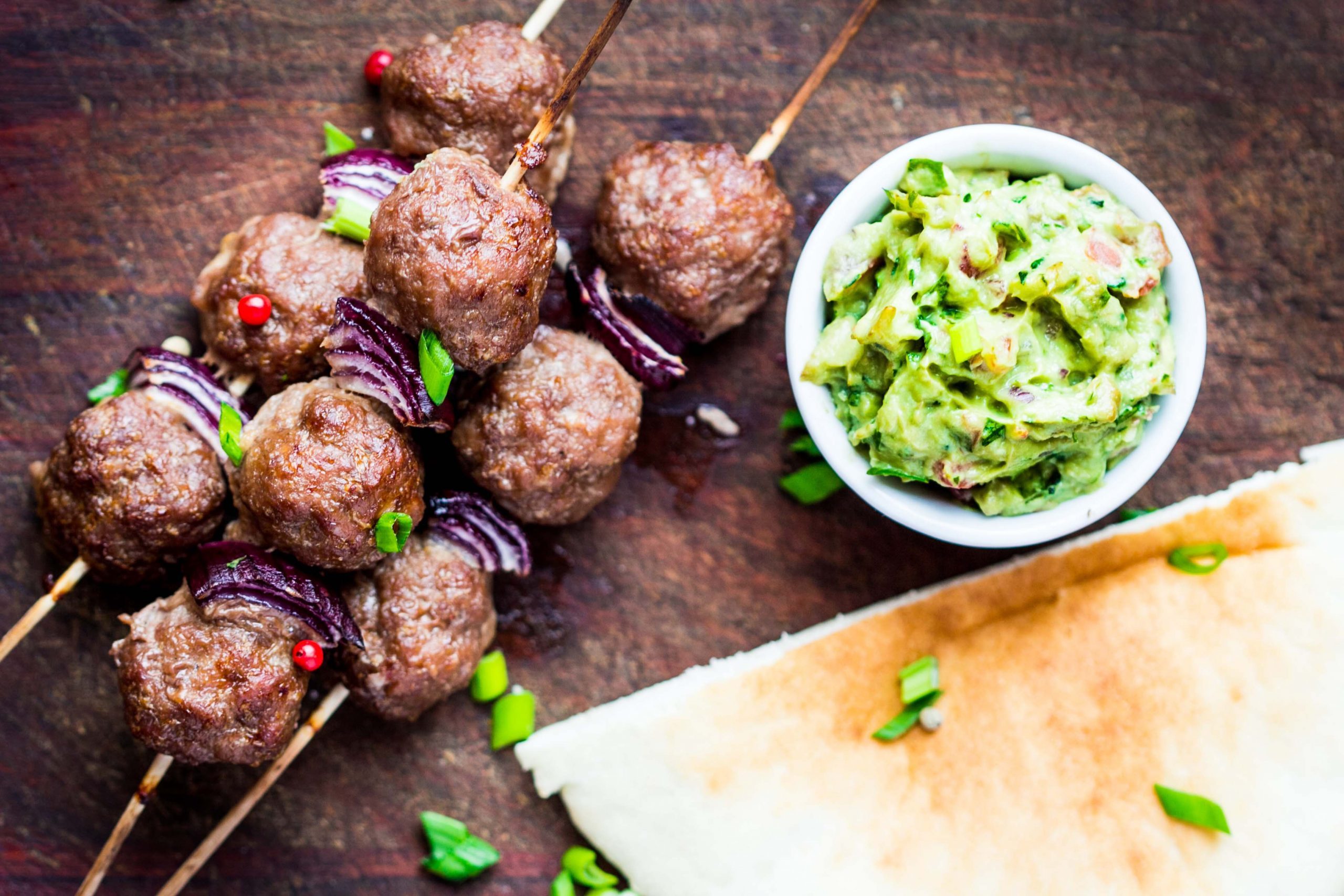 Meatball Kebabs with Avocado Tzatziki