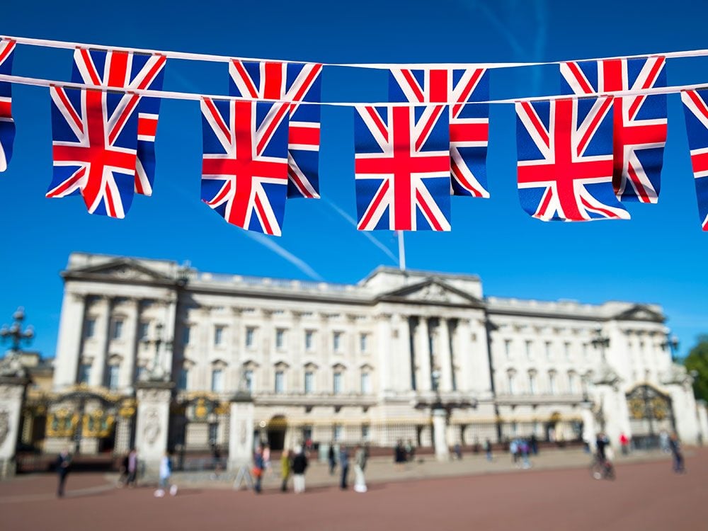 Union flags at Buckingham Palace