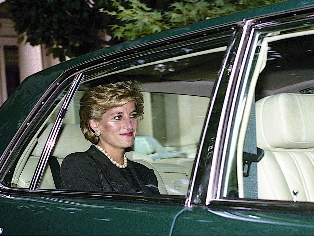 Princess Diana in a car in 1996