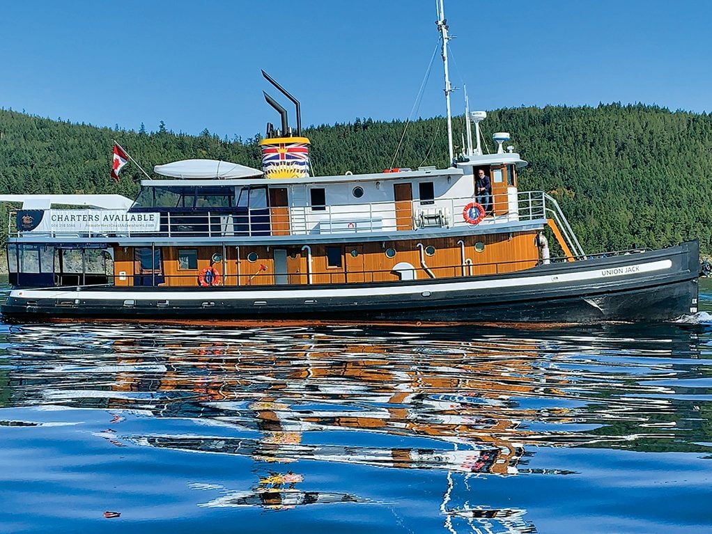 Exploring BC Coast on Union Jack heritage tugboat tour
